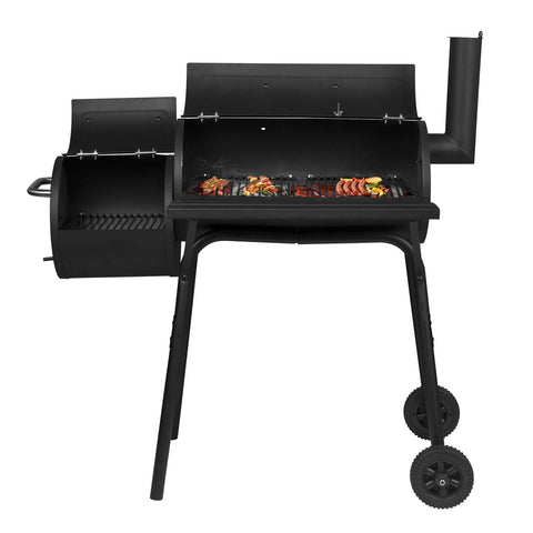 Rootz Holzkohlegrill - Barbecue Smoker - Grillwagen - BBQ Grill - Standgrill - Charcoal Cooker - Outdoor Griller - Black - 115*53*114cm