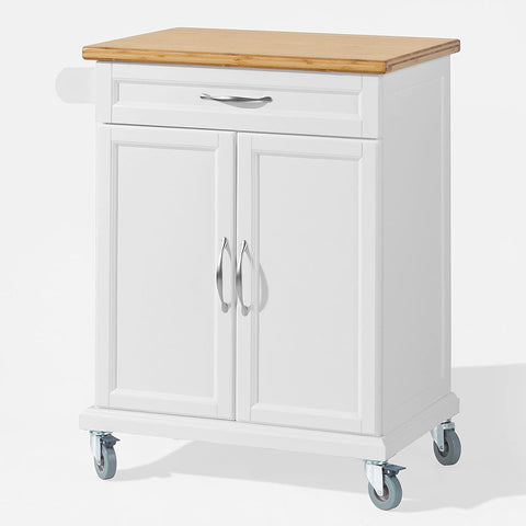 Rootz Kitchen Cabinet - Kitchen Storage Trolley - Cart with Bamboo Worktop - Cupboard and 1 Drawer