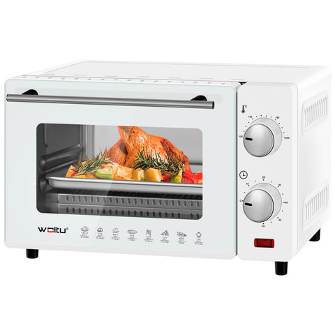 Rootz Mini Oven - Compact Cooker - Tabletop Stove - Small Kitchen Appliance - Quick Heating Grill - Efficient Baker - White - 36.2x22.1x20.1 cm