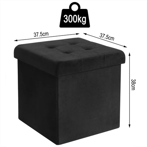 Rootz Cube Stool - Ottoman - Footrest - Pouf - Seating Cube - Storage Box - Bench - Black - 37.5x37.5x38CM