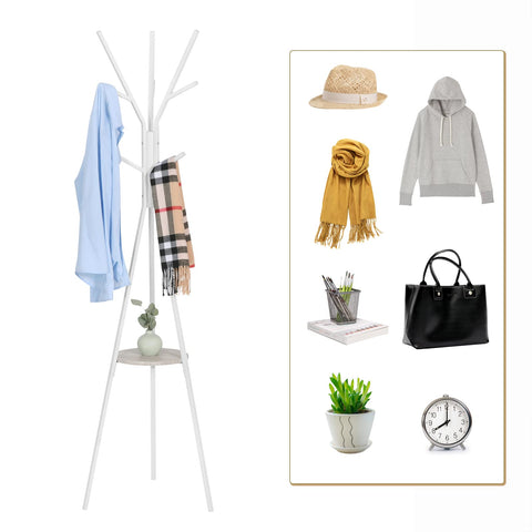 Rootz Coat Rack - Clothes Stand - Hallway Hanger - Apparel Organizer - Garment Holder - Wardrobe Stand - White - 45.5x45.5x180 cm