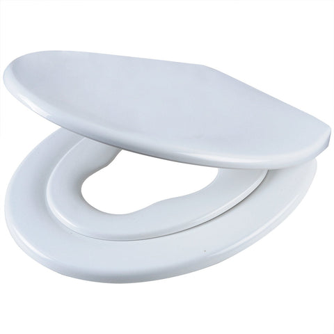 Rootz Premium Toilet Seat - Lavatory Lid - WC Cover - Restroom Bench - Loo Top - Bathroom Accessory - Potty Shield - White - 19.2 x 15.7 x 2.6 inches