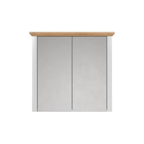 Rootz Landside Spiegelschrank - Mirror Cabinet - Wall Storage - Reflective Unit - Glass Closet - Vanity Holder - Wall-mounted Organizer - Light Grey/Artisan Oak - 78x73x24 cm