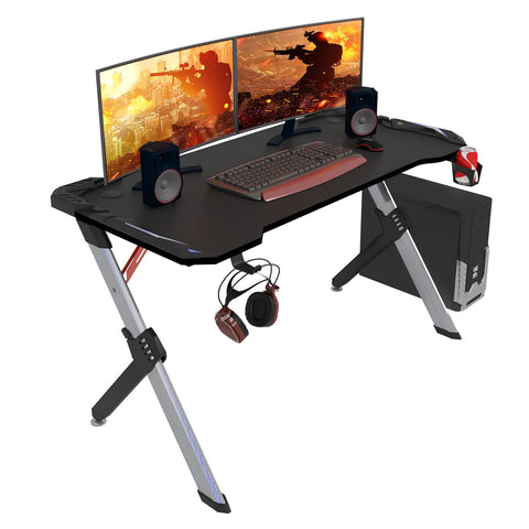 Rootz Gaming Desk - Gamer Table - PC Workstation - Computer Stand - Play Console - Gaming Station - Tech Bench - Black - 50.4 x 25.8 x 6.9 inches
