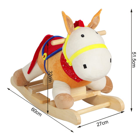 Rootz Plush Rocking Horse - Children's Rocker - Playful Steed - Toddler Ride-On - Fun Pony - Interactive Equine - Gentle Stallion - Neutral Plush - 60x46x34 cm