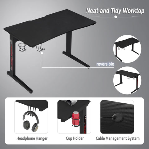 Rootz Gaming Desk - Game Station - Player's Table - eSport Setup - Computer Stand - Tech Bench - Digital Workspace - Black - 49.6 x 26.8 x 7.3 inches