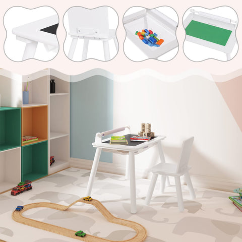 Rootz 3-in-1 Children's Table - Play Desk - Activity Center - Drawing Station - Creativity Hub - Kid's Furniture - Learning Space - White - 68x51.5x43 cm