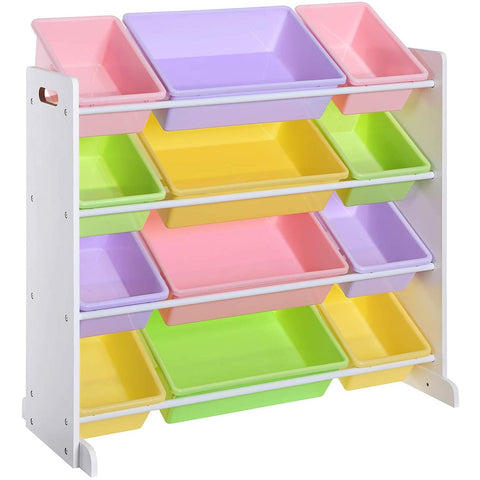 Rootz Toy organizer - Storage cabinet - Children's room cabinet - White Pastel color - 86 x 26.5 x 78 cm
