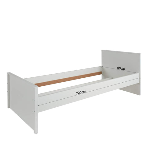Rootz Children's Bed - Youth Bedstead - Bedframe - Furniture - Kid's Cot - Sleeping Unit - White - 209 x 78 x 97 cm