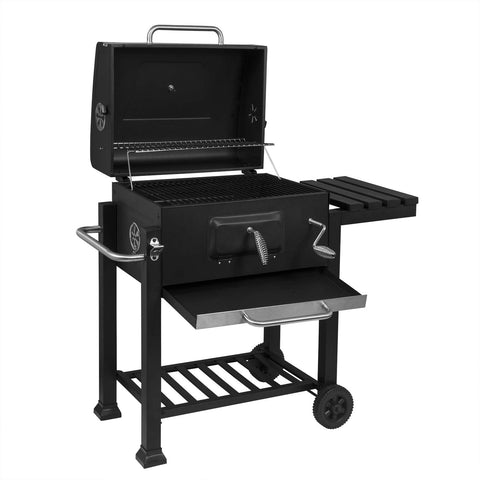Rootz Holzkohlegrill - Charcoal BBQ - Barbecue Stand - Cooking Grill - Outdoor Griller - Garden Barbecue - Portable Cooker - Black - 113x45.5x100cm
