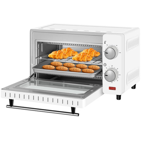 Rootz Mini Oven - Compact Cooker - Tabletop Stove - Small Kitchen Appliance - Quick Heating Grill - Efficient Baker - White - 36.2x22.1x20.1 cm