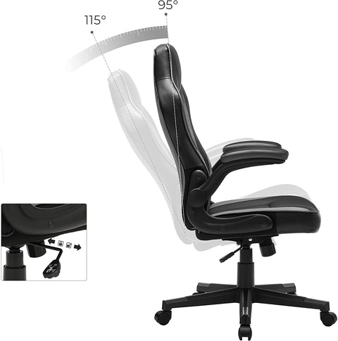 Rootz Office chair - Swivel chair - Ergonomic - Adjustable in height - Artificial leather - Plastic - Black 0 75 x 64 x (110-120) cm
