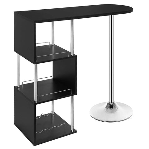 Rootz Bar Table - Bistro Stand - High-Top Desk - Serving Counter - Pub Table - Dining Surface - Entertainment Station - Black - 113x40x105cm