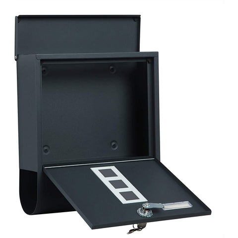 Rootz Letterbox - Wall letterbox - Lock - Lid - Newspaper compartment - Nameplate holder - Lockable - Anthracite - 30.5 x 9.5 x 33.3 cm