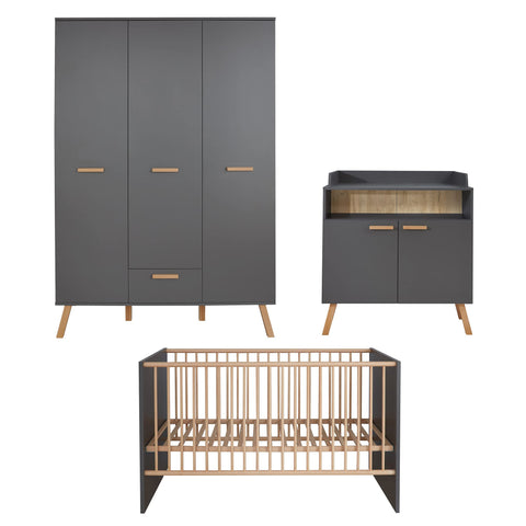 Rootz Baby Room Set - Nursery Ensemble - Infant Suite - Toddler Furniture Collection - Child's Room Kit - Newborn Space Combo - Gray - 130x190x60cm, 144x83x78cm, 96x105x78cm