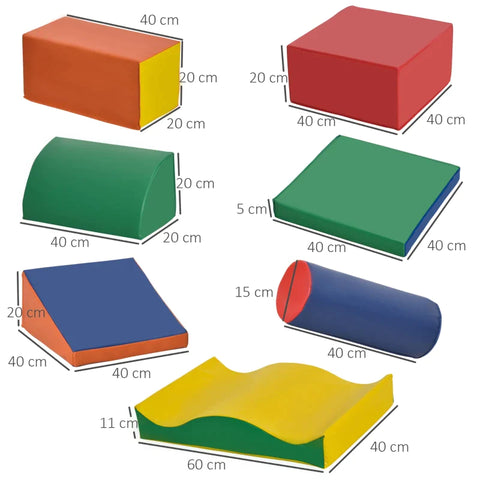 Rootz Soft Building Blocks - 7 Pieces. Set - Safe Material - Soft And Easy To Care For - Foam - Colorful - 60L x 40W x 11H cm