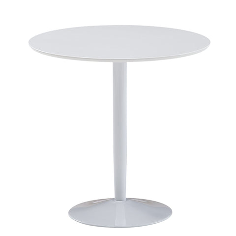 Rootz Round Dining Table - Small White High Gloss Kitchen Table - Modern Round Dining Table for 2 - Compact Breakfast Table - 75x75x74 cm