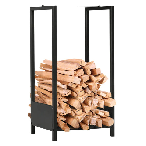 Rootz Firewood Rack - Up To 50 Kg - Powder-coated Steel - Powder Coating - Indoor+outdoor - Steel - Black -  39 x 35 x 76 cm