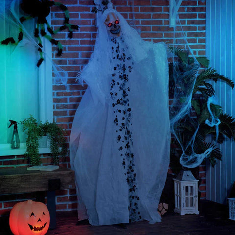 Rootz Halloween Decoration - Ghost Bride With Special Effects And Sound Function - Indoor Decoration - White - 110 cm x 18 cm x 175 cm
