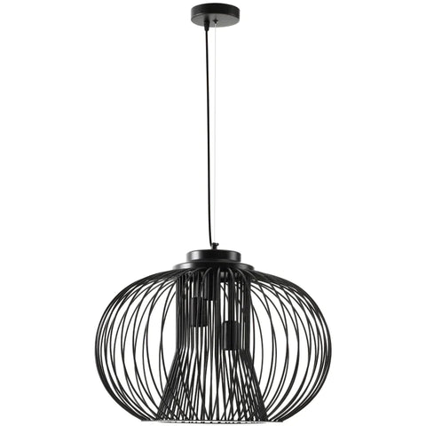 Rootz Pendant Lamp - Hanging Lamp - Ceiling Light - Industrial Style - Spherical Pendant - Ceiling Spotlight E27 - Adjustable - Metal - Black - Ø50 x 150 cm