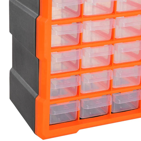Rootz Storage Cabinet - Parts Organizer - Wall Mount - 60 Drawers - Orange - L38 x W16 x H47.5 cm