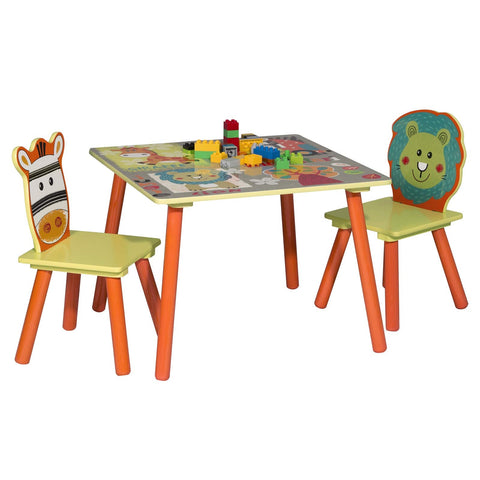 Rootz Children's Table and Chairs - Kids' Seating Set - Playroom Furniture - Activity Table Set - Toddler Desk - Creative Space - Multicolor - 60x60x44 cm
