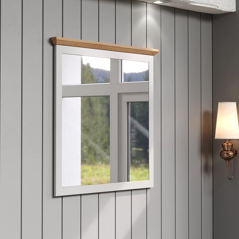 Rootz Landside Spiegel - Reflective Glass - Wall Accessory - Decor Enhancer - Room Brightener - Vanity Mirror - Light Grey/Artisan Oak - 91 x 82 x 4 cm