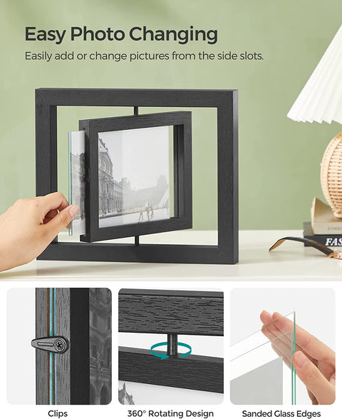 Rootz Picture Frame - Rotating Photo Frames - Set of 10 Rotating Photo Frames - Wall-Mounted Frames - Gallery Wall Frames - Photo Display Frames - White - 32.8 x 28.7 cm
