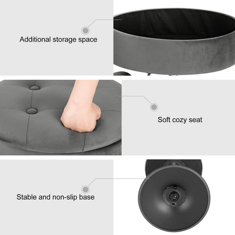 Rootz Adjustable Seating Stool - Versatile Chair - Height-Modifiable Seat - Dressing Stool - Storage Stool - Kitchen Stool - Modern Chair - Dark Gray - 16.1x15.9x9.4 inches