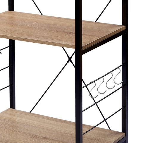 Rootz Kitchen Stand - Storage Shelf - Microwave Holder - Baker Rack - Metal Stand - Wood Organizer - Light Oak - 60 x 40 x 124 cm
