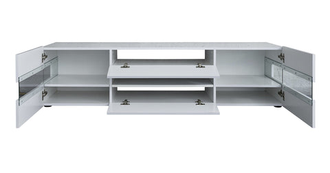 Rootz Living Room Lowboard - Stylish Media Console - Spacious TV Stand - Modern Design - White High Gloss  - 169x43x43.5cm