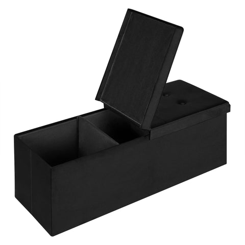 Rootz Sitzbank - Storage Stool - Upholstered Bench - Ottoman - Footrest - Seating Chest - Padded Trunk - Black - 110x38x38 cm