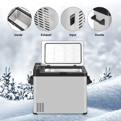 Rootz Portable Refrigerator - Car Freezer - Travel Fridge - Mini Cooler - Vehicle Icebox - Compact Chill Box - Black - 36x59x81.2cm
