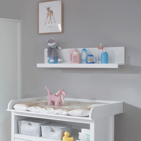 Rootz Baby Room Wall Shelf - Bookcase - Display Rack - Nursery Ledge - Storage Unit - Child's Bookshelf - Wall Organizer - White - 90 x 23 x 20 cm
