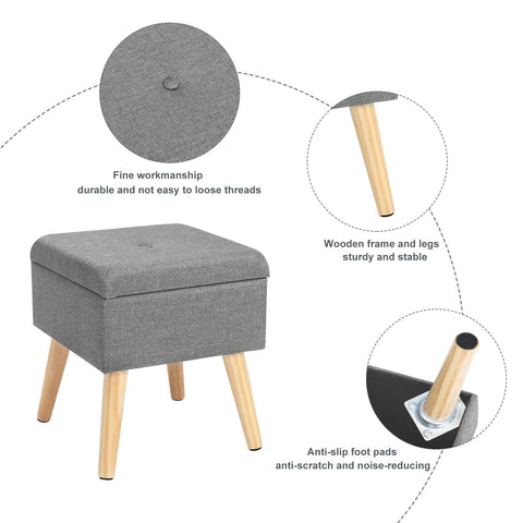 Rootz Sitzhocker - Ottoman - Footstool - Storage Seat - Bench - Footrest - Pouf - Dark Gray - 32x32x36.5CM