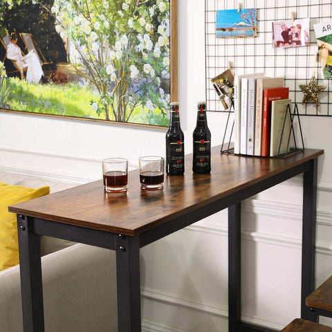 Rootz Desks - Bar table - Sturdy metal frame - Industrial design - vintage brown - black (120 x 40 x 100 cm)
