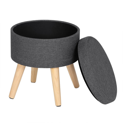 Rootz Sitzhocker - Footstool - Ottoman - Storage Seat - Pouf - Footrest - Step Stool - Dark Gray - Φ 32 x 36 cm