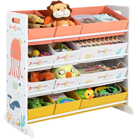 Rootz Toys Organizer - Toy Cabinet - Children's Room Cabinet - Storage Cabinet - Children's Room - For Children - 12 Boxes - Fabric - White