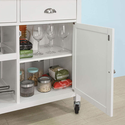 Rootz Kitchen Storage Trolley - Serving Trolley - Kitchen Cabinet with Rubber Wood Worktop