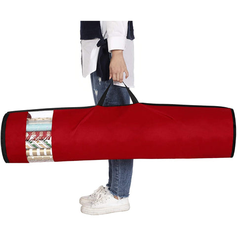 Rootz Storage Bag For Wrapping Paper - Storage Bag For Posters - Set Of 2 - Organizer - Red - Black - Fabric - 30 Rolls