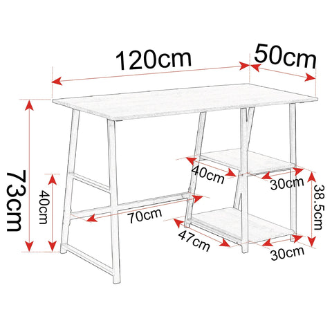 Rootz Office Desk - Workspace Table - Computer Stand - Study Platform - Gaming Station - Workbench - Light Oak - 50x73x120 cm