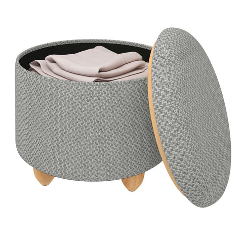 Rootz Hocker - Ottoman - Footstool - Storage Seat - Bench - Pouf - Furniture Piece - Light Gray - Ø39x33 cm