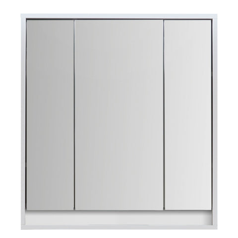 Rootz Bathroom Mirror Cabinet - Vanity Mirror Storage - Modern Bath Cupboard - White Finish - 67 x 73 x 18 cm