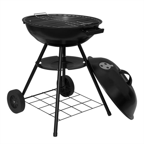 Rootz Holzkohlegrill - Charcoal BBQ - Kugelgrill - Standgrill - Outdoor Cooker - Barbecue Grill - Portable Grill - Black - 44x73CM