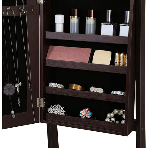 Rootz Mirror - Jewelry Mirror - Jewelry Cabinet - Standing Mirror - Brown - Jewelry Storage