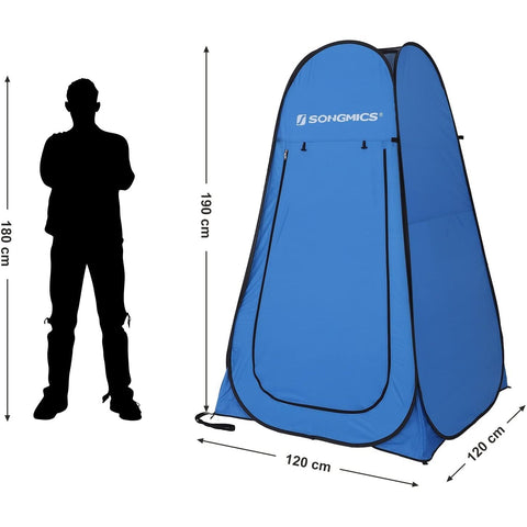 Rootz Pop-Up Tent - Changing Tent - High Tent - Fishing - Beach - Carry Bag - Zipper - Blue - 120 x 120 x 190 cm