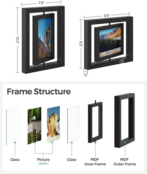 Rootz Picture Frame - Rotating Photo Frames - Set Of 2 Rotating Photo Frames - Wall-Mounted Frames - Gallery Wall Frames - Photo Display Frames - White - 12.7 x 17.8 cm
