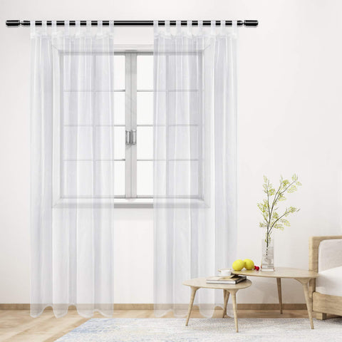 Rootz Sheer Voile Curtains - Drapes - Window Coverings - Panels - Drapery - Window Treatments - Blinds - White - 140x225 cm