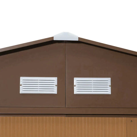 Rootz Garden Shed - Tool Shed - Garden Shed With Base Plate - Metal - Polypropylene - Brown - 340 x 386 x 200 cm