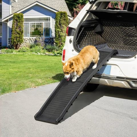 Rootz Pet Ramp - Dog Ramp - Car Ramp - Foldable Pet Ramp - Removable Non-Slip Cover - Black - 155 x 39 x 14cm